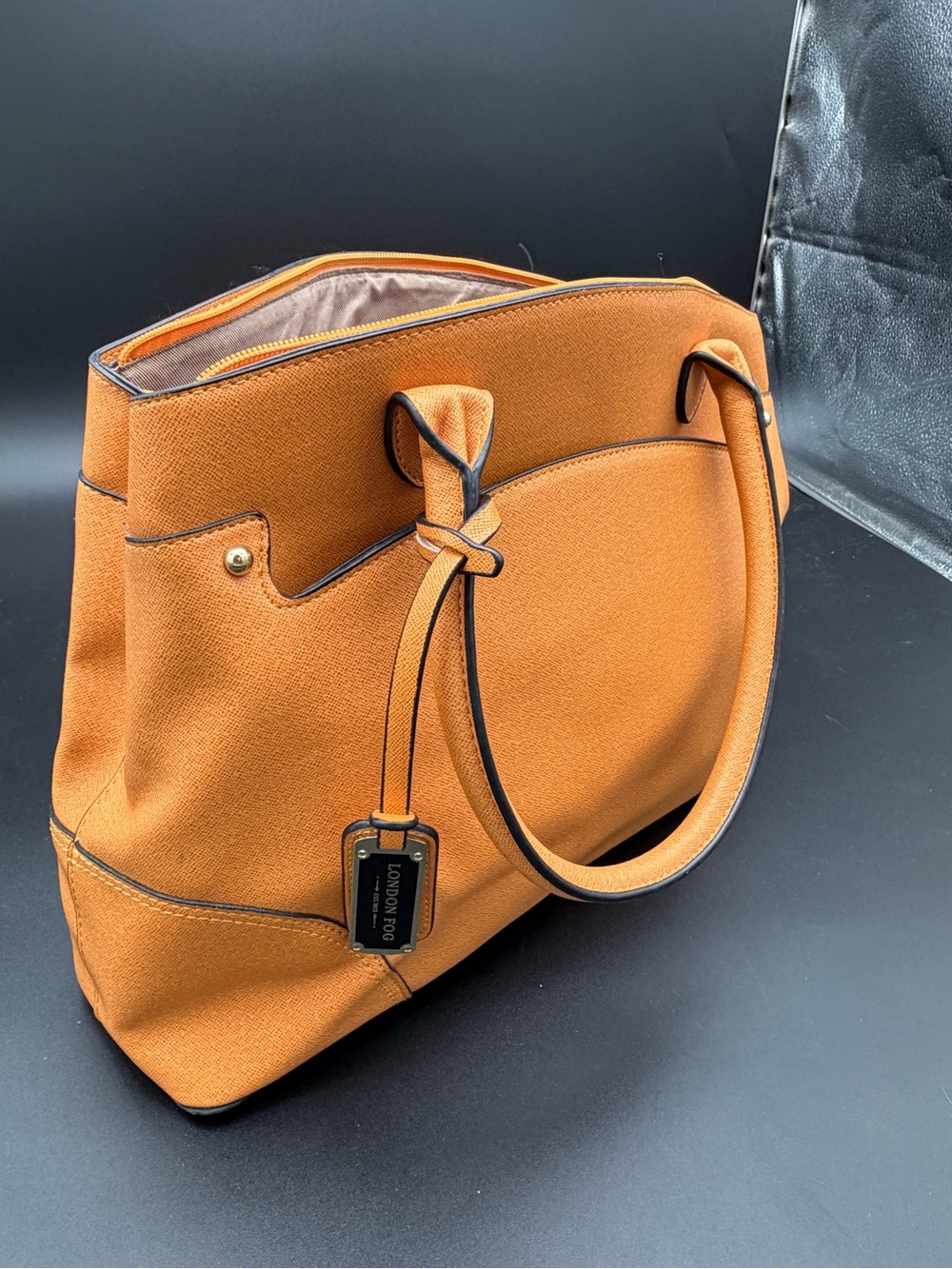 London Fog Honey Yellow Tote with Contrast Trim